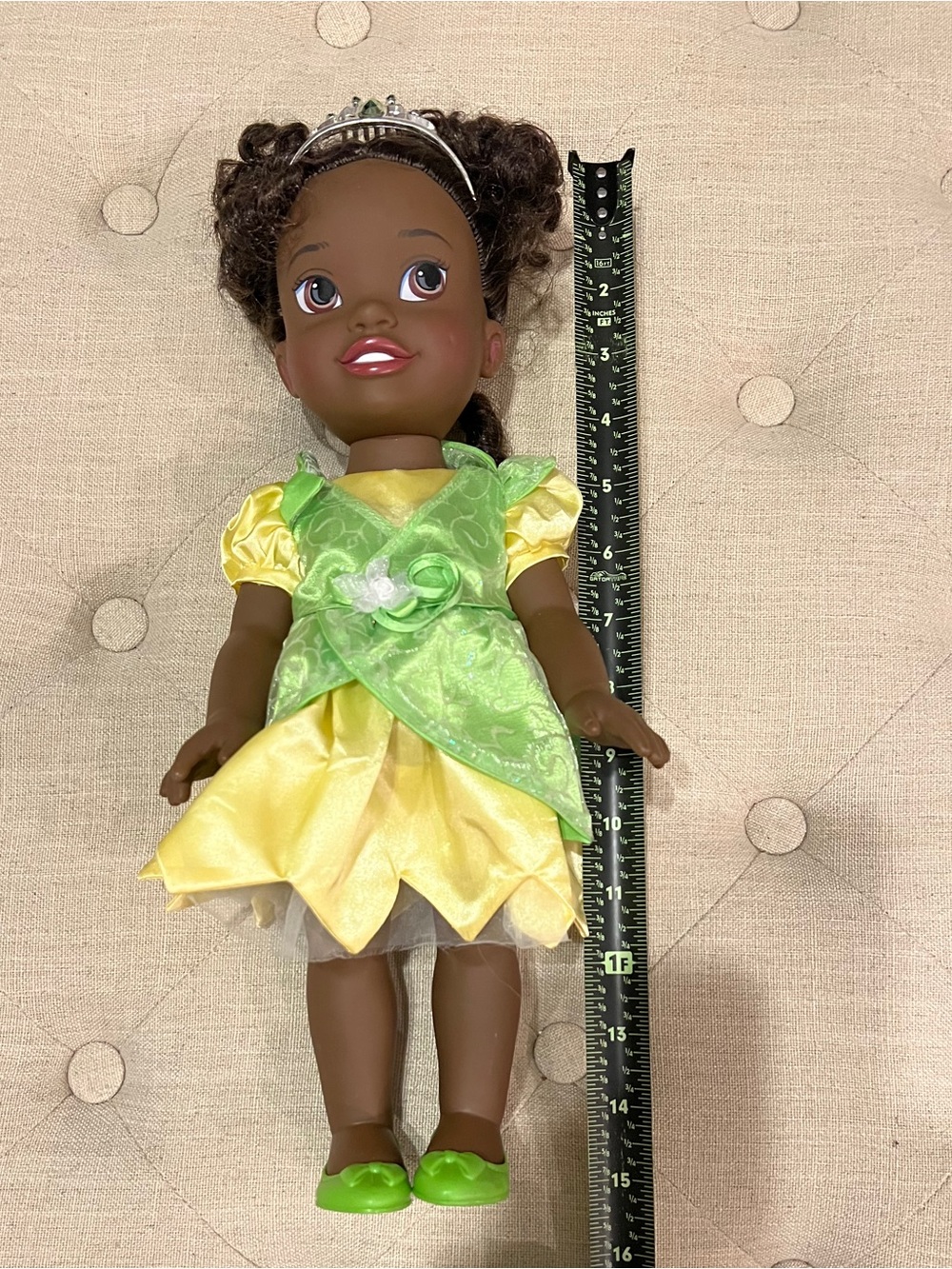 Disney Green and Yellow Princess Doll with Tiara